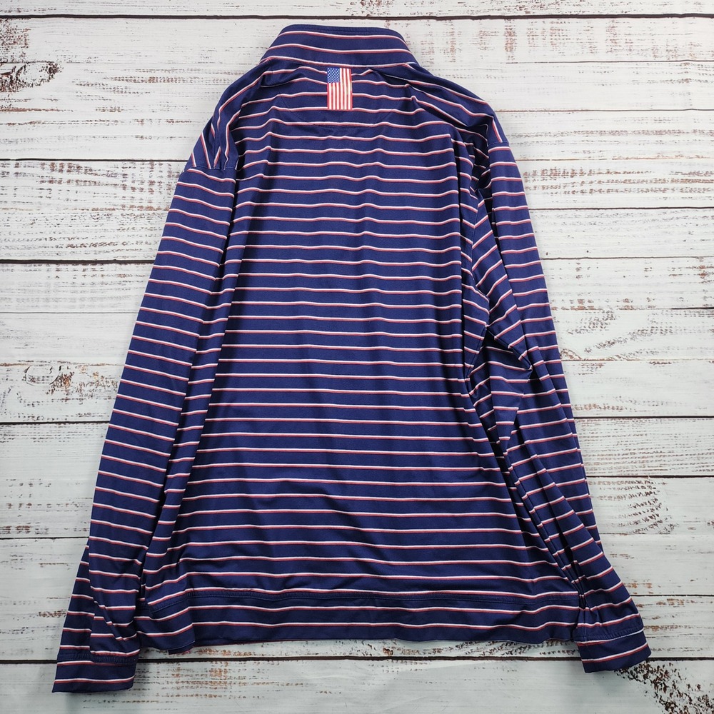 Rhoback The Patriot Performance Quarter Zip Pullover Mens Size 3XL Navy Stripe - Picture 2 of 5